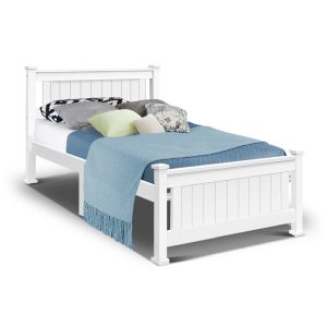 Petina Wooden Bed Frame – White – SINGLE