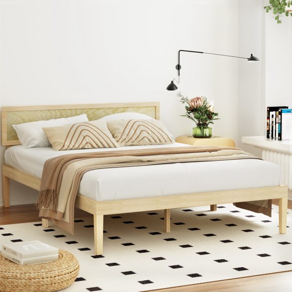 Bed Frame Double Size Wooden Base Mattress Platform Timber Pine YUMI