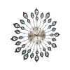 60cm Wall Clock Large 3D Peacock Crystal Silver