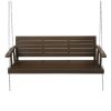 Porch Swing Chair with Chain Outdoor Furniture 3 Seater Bench Wooden – Brown