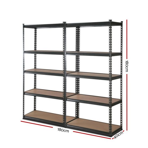 2×1.8M Garage Shelving Warehouse Rack Pallet Racking Storage Charcoal