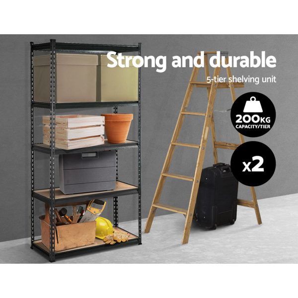 2×1.8M Garage Shelving Warehouse Rack Pallet Racking Storage Charcoal