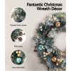 2.7m Christmas Garland with Wreath Set LED Lights Snowy Xmas Decor