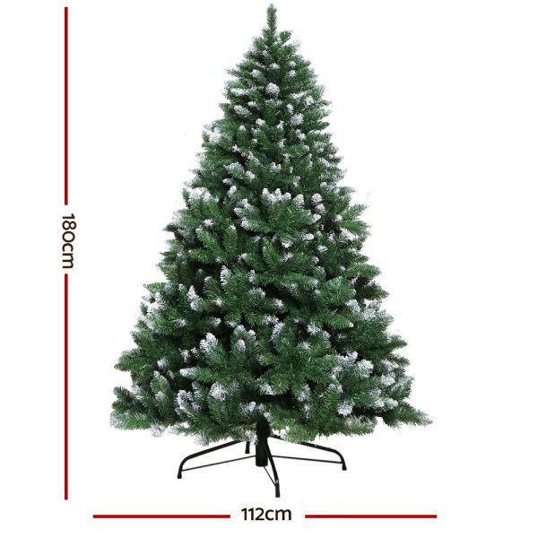 Jingle Jollys Christmas Tree Xmas Trees Decorations Snowy Green Tips – 6ft