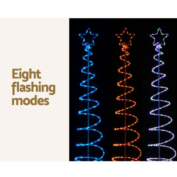 Solar Christmas Tree 2.4m Motif Lights 8 Modes Multi Colour